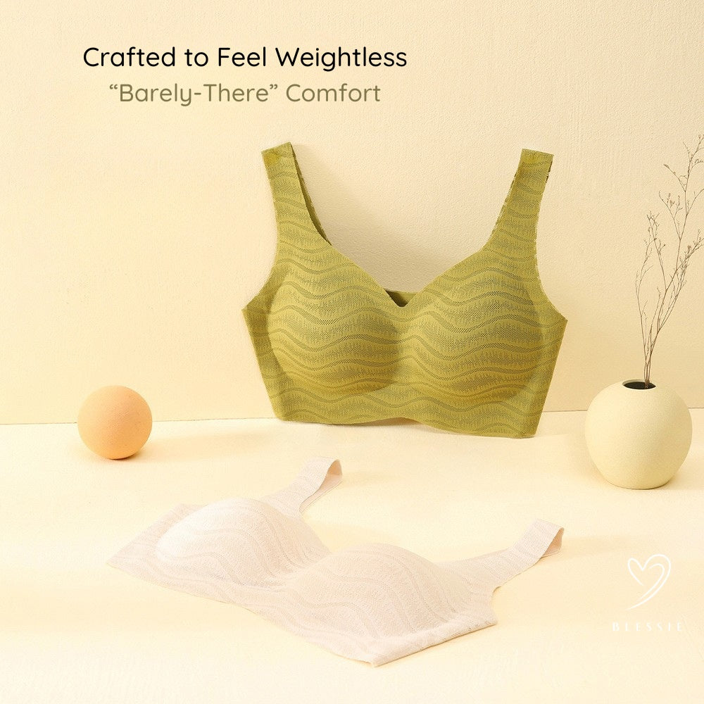 BareComfort Wireless Lounge Bra – Seamless Vest-Style Small Wave Design
