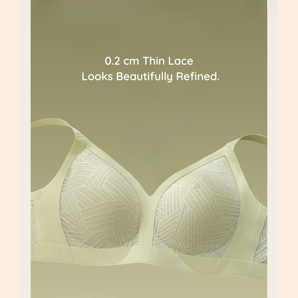 Beautifully refined Lace-Illusion Soft Mesh Wireless Bra 