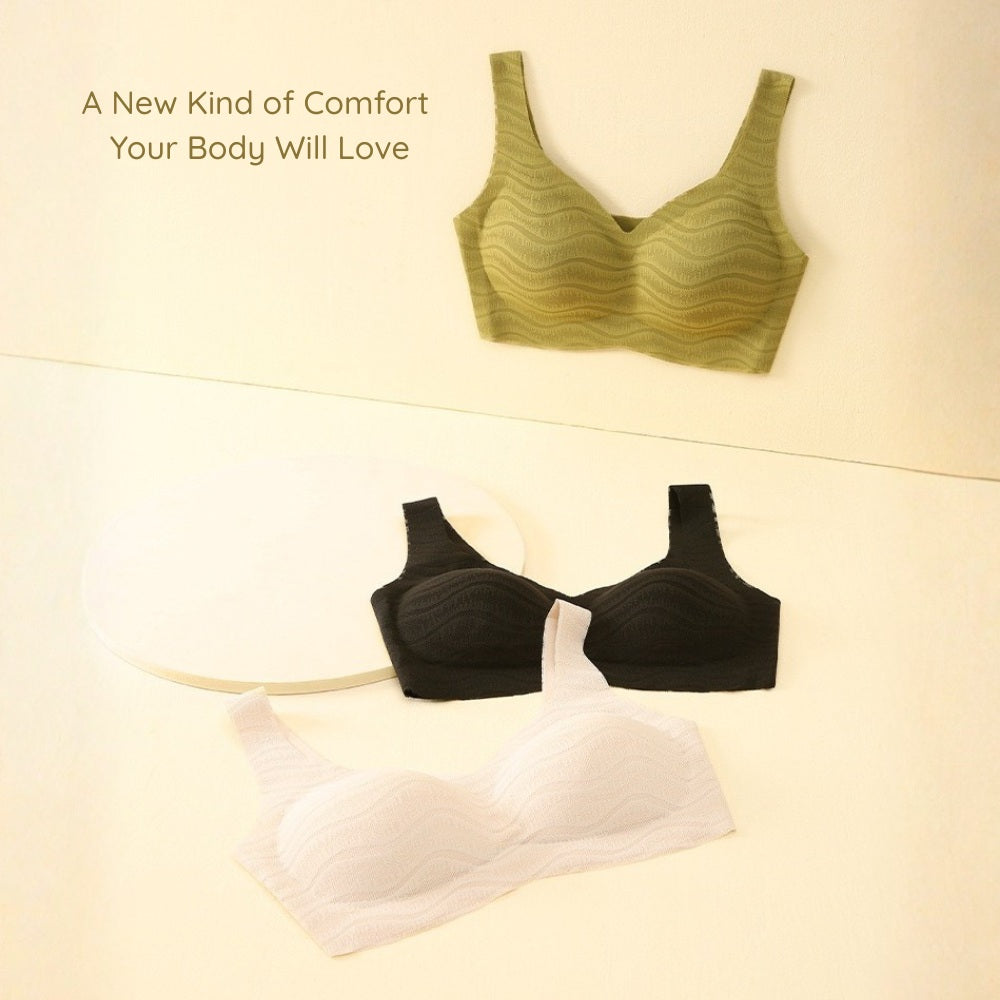 BareComfort Wireless Lounge Bra – Seamless Vest-Style Small Wave Design