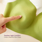 Air-Fit Wavy Moulded Wireless Bra with a hand touching it, showing feather light comfort