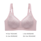 Lace-Illusion Soft Mesh Wireless Bra - Lilac purple color