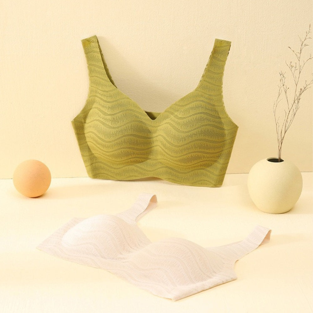 BareComfort Wireless Lounge Bra – Seamless Vest-Style Small Wave Design