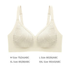 Lace-Illusion Soft Mesh Wireless Bra - creamy white color