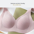 Skin friendly Lilac Pink Lace-Illusion Soft Mesh Wireless Bra with no underwire 