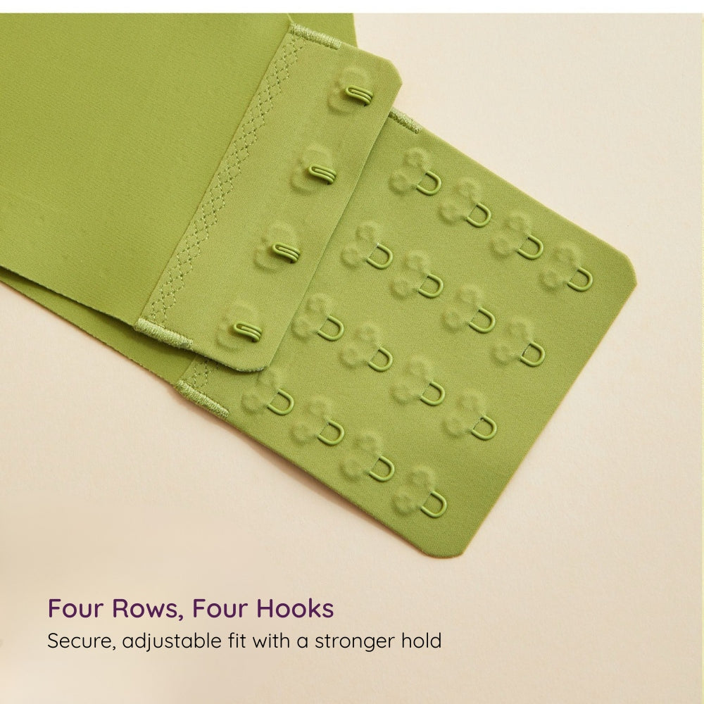 Green Air-Fit Wavy Moulded Wireless Bra with four rows four hooks for stronger hold