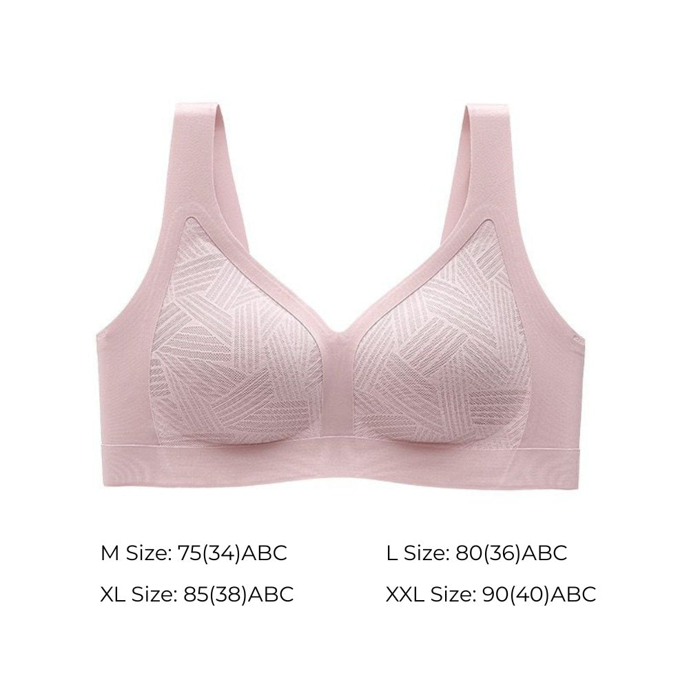 Lace-Illusion Soft Mesh Wireless Bra - Vest-Style Seamless Support