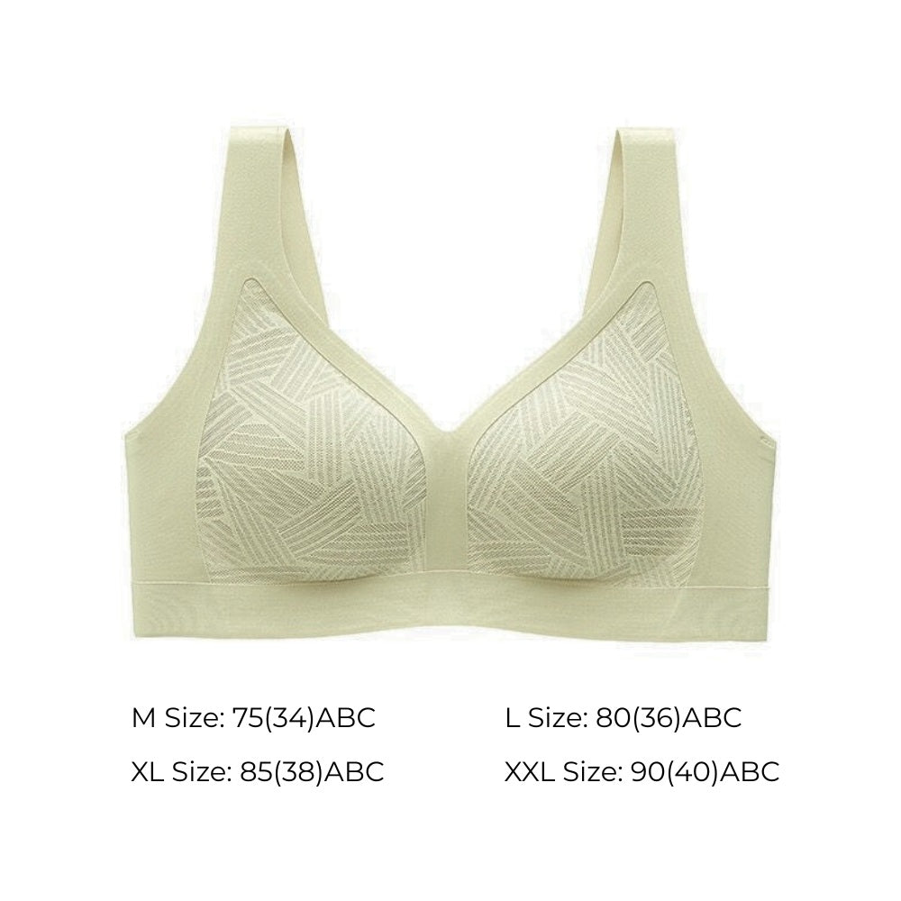 Lace-Illusion Soft Mesh Wireless Bra - Vest-Style Seamless Support