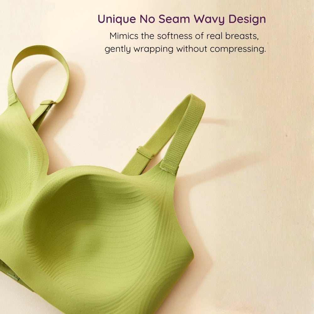 Green Air-Fit Wavy Moulded Wireless Bra with Unique No Seam Wavy Design