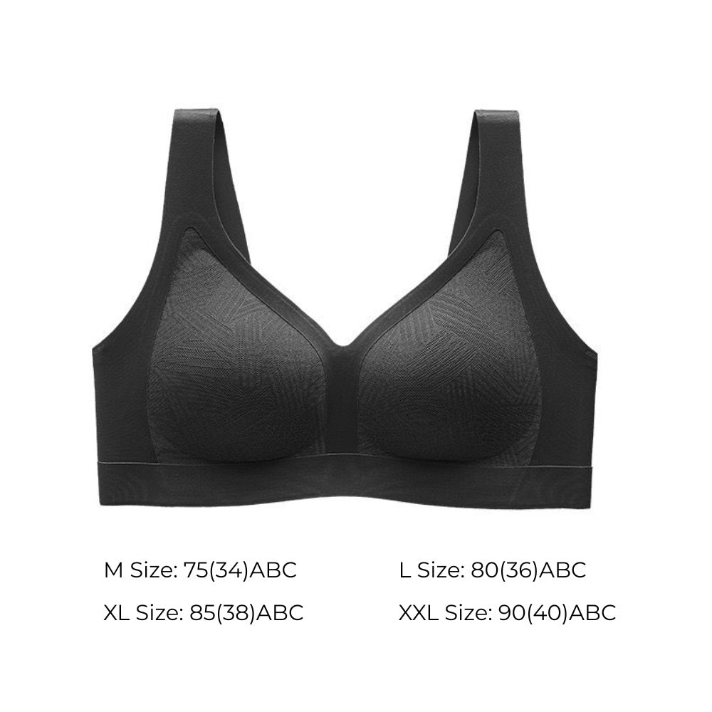 Lace-Illusion Soft Mesh Wireless Bra - Vest-Style Seamless Support