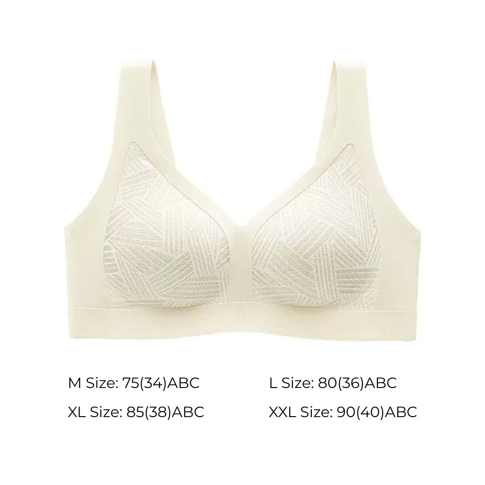 Lace-Illusion Soft Mesh Wireless Bra - Vest-Style Seamless Support