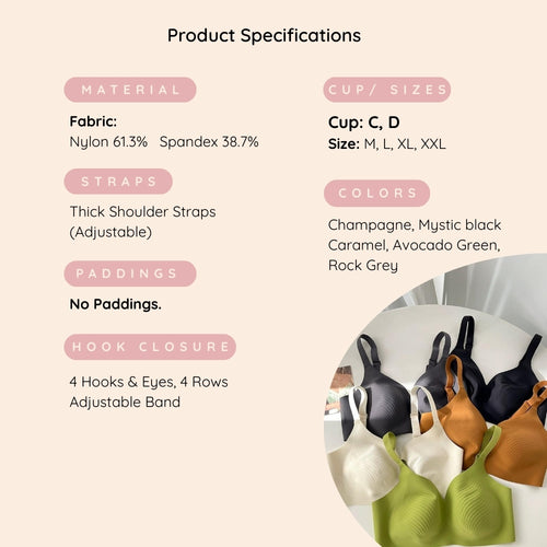 Air-Fit Wavy Moulded Wireless Bra – Minimiser for Big Bust (No Paddings)