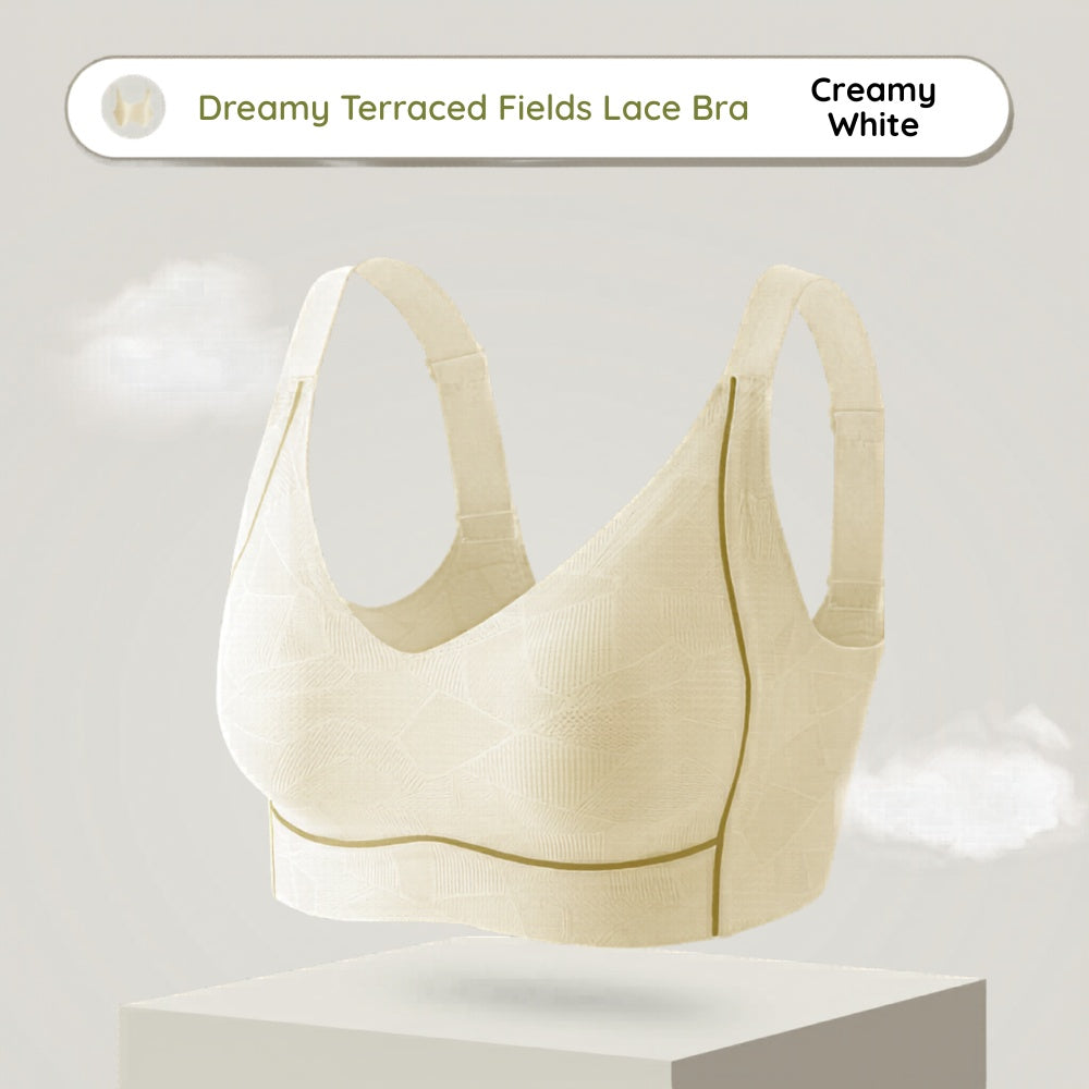 Dreamy Terraced Fields Lace Wireless Bra - Bigger Bust Fit,  Rabbit Ear Pads
