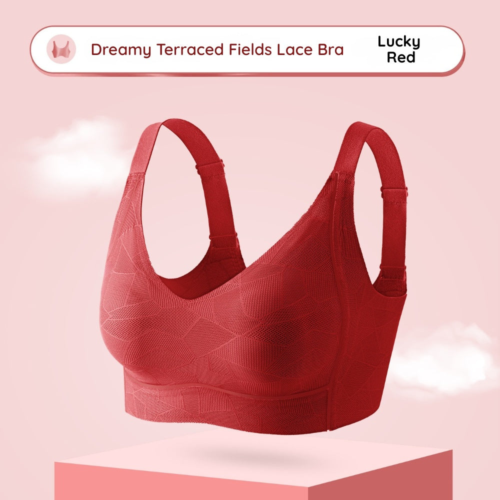 Dreamy Terraced Fields Lace Wireless Bra - Bigger Bust Fit,  Rabbit Ear Pads