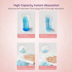 Minimalist Sanitary Pad in comparison of high-capacity instant absorption technology with other brands.