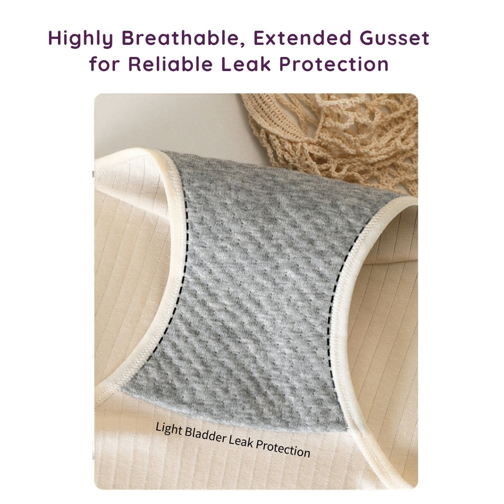 Women’s Leak-Proof Absorbent Brief – High Waisted Postpartum Incontinence Underwear with extended gusset for bladder leak protection
