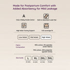 Women’s Leak-Proof Absorbent Brief – High Waisted Postpartum Incontinence Underwear