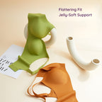  Green & caramel color Air-Fit Wavy Moulded Wireless Bra with text 'Flattering Fit Jelly-Soft Support'.