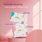 Minimalist Sanitary Pad highlighting features on a pink background