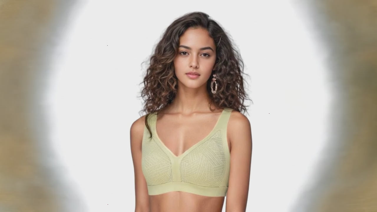 Lace-Illusion Soft Mesh Wireless Bra - Vest-Style Seamless Support